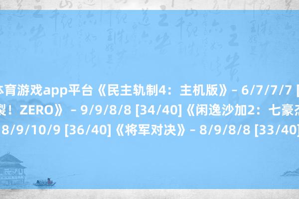 体育游戏app平台《民主轨制4：主机版》– 6/7/7/7 [27/40]《七龙珠 电光炸裂！ZERO》 – 9/9/8/8 [34/40]《闲逸沙加2：七豪杰的复仇》 – 8/9/10/9 [36/40]《将军对决》– 8/9/8/8 [33/40]《雷电Nova》– 8/7/8/9 [32/40]          -九游会ag登陆入口 登录入口